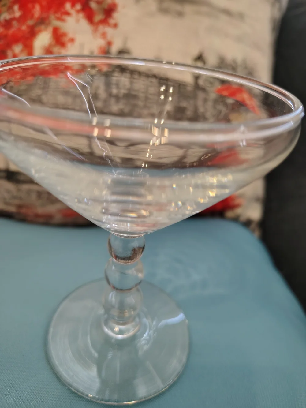 Set of 2 Clear Glass Candlewick Martini/Sherbet Glasses